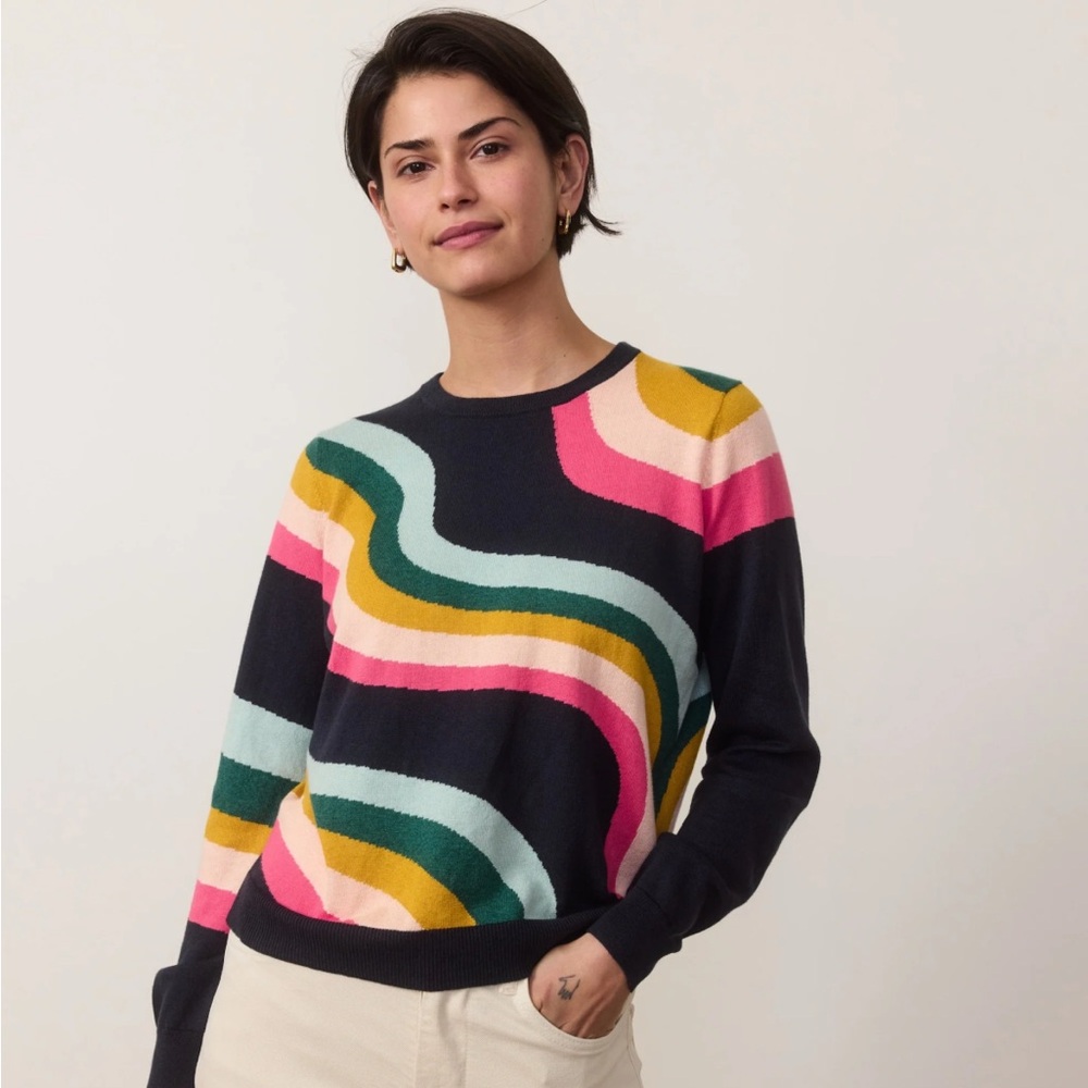 NWT Marine Layer Icon Sweater in Midnight Rainbow XS